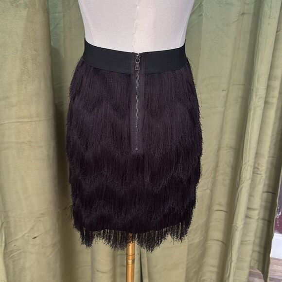 BCBGMaxAzria Black fringe Mini Skirt, S - Picture 7 of 9